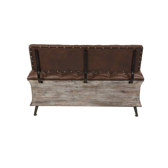 Brown Chinese Fir Rustic Bench, 32" x 47" x 20"